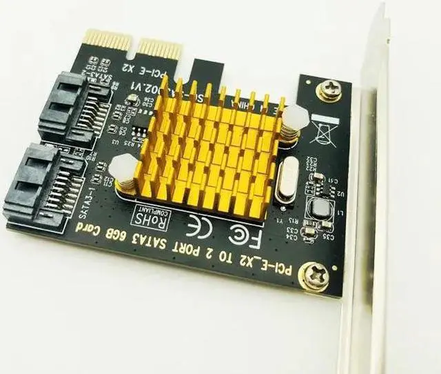 Alt view image 2 of 6 - SATA Card PCI E 2X 4X 8X 16X Controller Cards PCI Express to SATA 3.0 2 Port SATAIII 6Gbps Expansion Adapter Boards Add On Cards