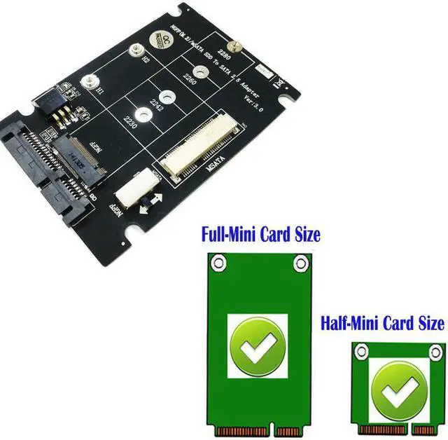 Alt view image 3 of 6 - 2 in 1 M.2 NGFF B Key Mini PCI E mSATA SSD to SATA 2.5" Adapter Card for mSATA SSD 2230 2242 2260 2280 M2 NGFF SATA M.2 Adapter