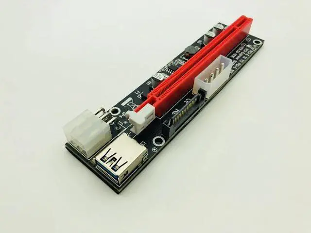 Alt view image 2 of 6 - PCIe PCI E PCI Express Riser Card 1x to 16x USB 3.0 Data Cable SATA 4Pin 6Pin IDE Power Supply for BTC Miner Mining Black Board