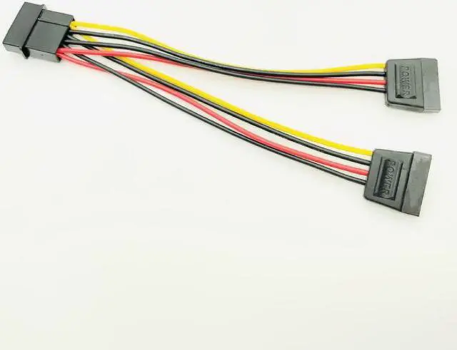 Main image of Computer Cables & Connectors Molex 4pin IDE to Dual SATA 15Pin Power Cable Y Splitter Hard Drive Power Supply 4Pin to SATA Cable
