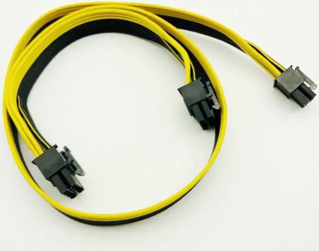 Alt view image 5 of 6 - Modular PSU Power Supply Cables 6Pin to 6+2Pin Cable Graphics Card Module Line 6P to Dual 8p Splitter Ribbon Cable 18AWG 50+20cm