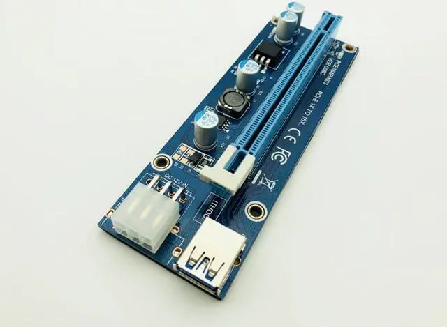 Alt view image 5 of 6 - 008C PC PCIe PCI-E PCI Express Riser Card 1x to 16x USB 3.0 Data Cable SATA to 6Pin IDE Molex Power Supply for BTC Miner Machine