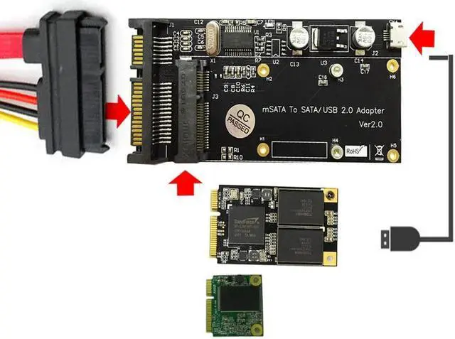 Alt view image 3 of 3 - Raiser Card mSATA SSD to USB SATA Adapter mSATA SSD to 2.5" SATA Driver Board Converter Card for Mini SATA SSD For Windows10/8/7