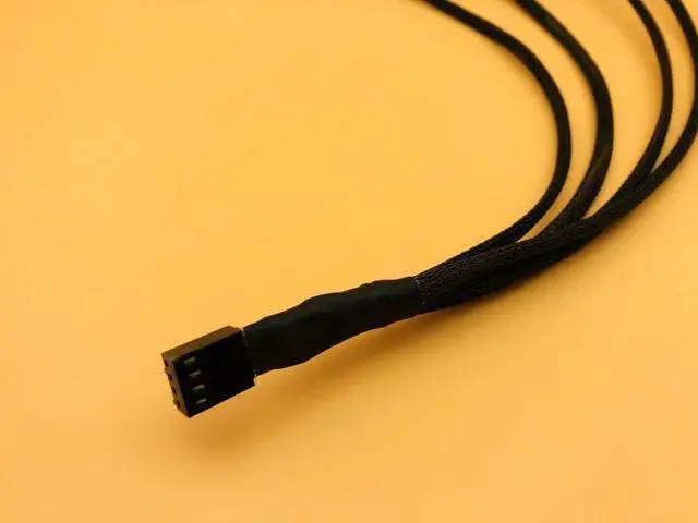 Alt view image 2 of 6 - Black Braided Cable Splitter 30cm One 4Pin Female Connector Splits to Four 4pin Male Connectors for PWM 3/4 Pin Computer Fan