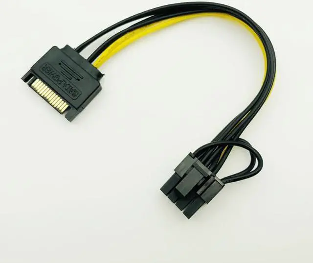 Alt view image 2 of 6 - 5PCS New 15pin SATA Male to 8pin(6+2) PCI-E Power Supply Cable 20cm SATA Cable 15-pin to 8 pin cable 18AWG Wire for Graphic Card