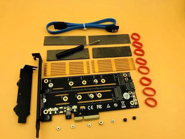 Main image of M.2 NVMe SSD M Key B Key NGFF to PCIE X4 Adapter Dual Interface Card Heatsink Low Profile Bracket PCI Express 3.0 2230 22110 SSD