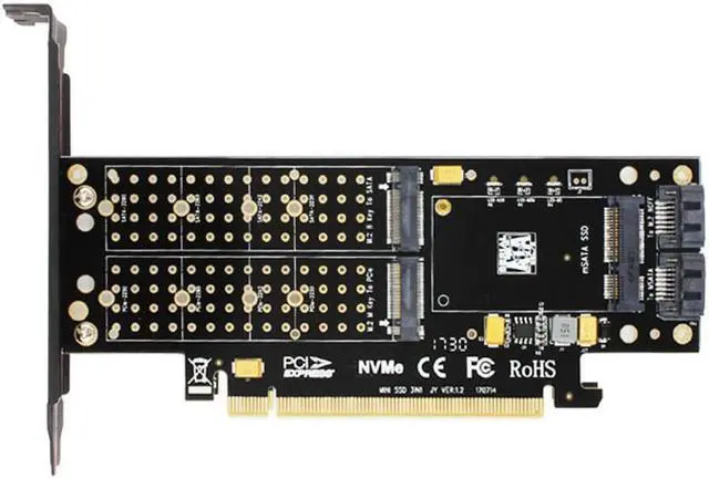 Alt view image 2 of 6 - 3 in 1 Converter M.2 NVMe SSD NGFF to PCIE X16 Adapter M Key B Key mSATA PCI Express 3.0 NVME M2 SSD m.2 AHCI SATA SSD mSATA