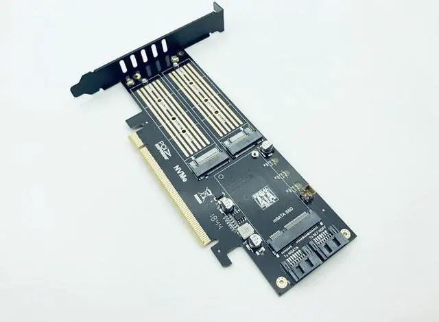 Alt view image 4 of 6 - SATA M.2 Adapter PCIE M.2 to SATA SSD M.2 SATA Adapter NVME M Key + AHCI NGFF B Key + MSATA 3in1 Riser Card