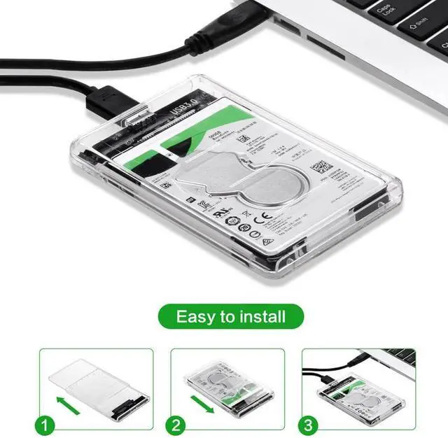 Alt view image 5 of 5 - USB 3.0 to Sata 3.0 SSD HDD Case Tool For WIN 10 2.5 inch SATA Transparent 5 Gbps Supports 2TB Hard Drive Disk Enclosure SSD Box