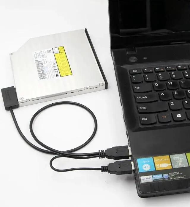 Alt view image 5 of 5 - USB 2.0 to 6 7 13Pin Slimline Slim SATA Cable with External USB2.0 Power Supply for Notebook Laptop CD ROM DVD ROM ODD