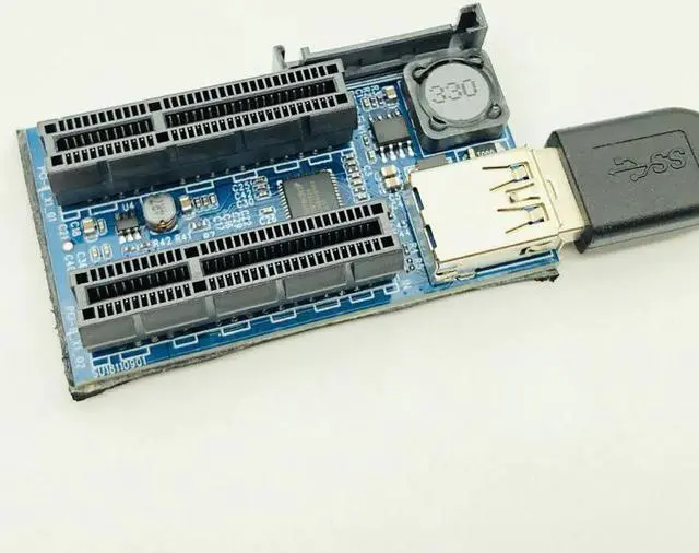 Alt view image 4 of 5 - Add On Card PCIE Riser Card Adapter PCI Express USB 3.0 Raiser Riser PCI E Extender PCIE X1 to Dual Port PCI E X4 Expansion Card