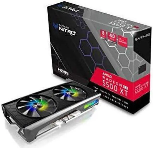 Main image of Sapphire 11295-05-20G Radeon Nitro+ RX 5500 XT 8GB GDDR6 Dual HDMI / Dual DP OC w/ Backplate (UEFI) Special Edition PCIe 4.0 Graphics Card