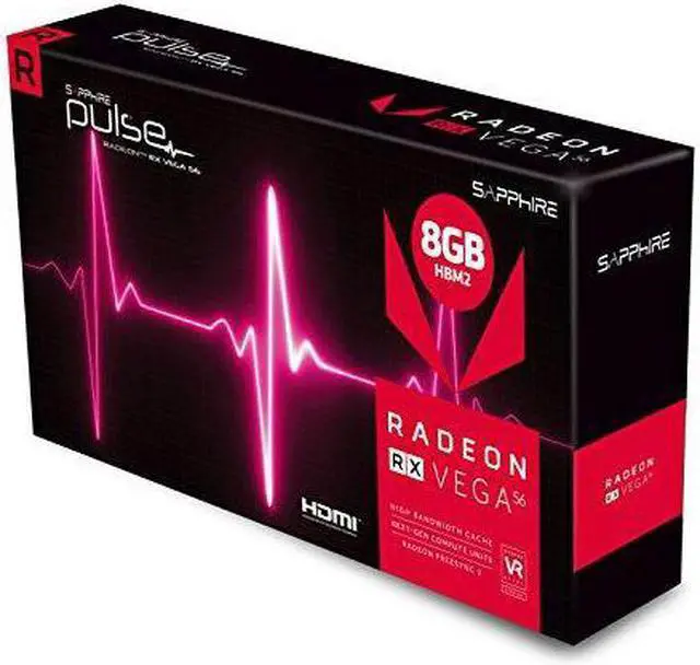 Alt view image 2 of 7 - Sapphire Technology Technology Radeon 11276-02-40G Pulse RX Vega 56 8GB HBM2 HDMI/ Triple DP (UEFI) PCI-E Graphics Card