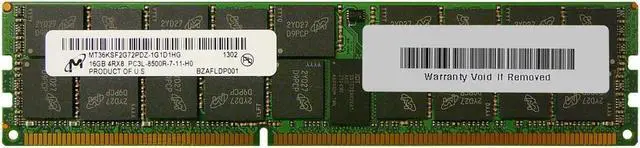 Alt view image 2 of 2 - MT36KSF2G72PDZ-1G1D1 Micron 16GB PC3-8500 DDR3-1066MHz ECC Registered CL7 240-Pin RDIMM Quad Rank Server Memory Module