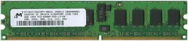Alt view image 2 of 3 - MT18HTF25672PY-80EG1 Micron 2GB PC2-6400 DDR2-800MHz ECC Registered CL5 240-Pin DIMM Single Rank Server Memory Module