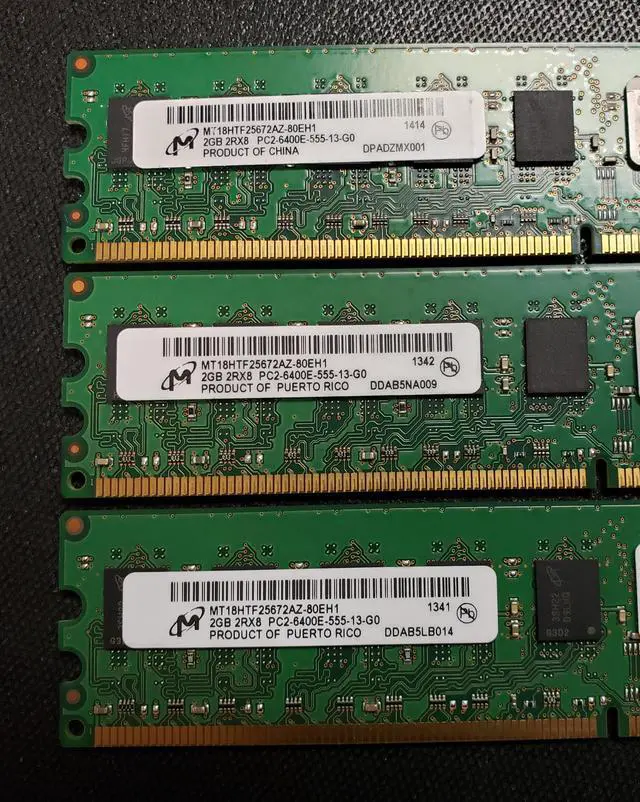 Main image of MT18HTF25672AZ-80EH1 Micron 2GB PC2-6400 DDR2-800MHz ECC Unbuffered CL5 240-Pin DIMM Dual Rank Memory Module