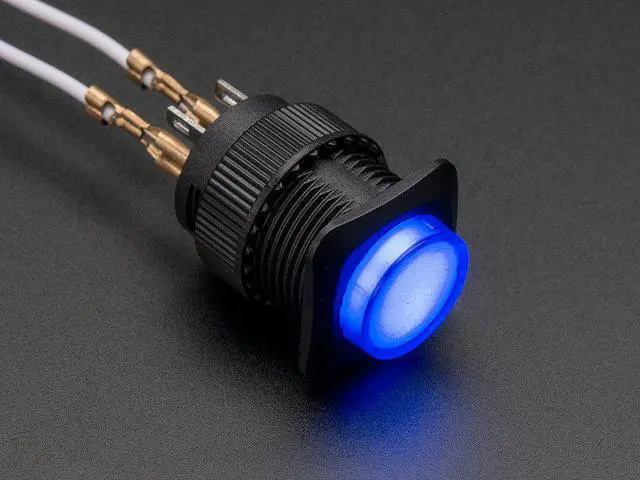 Main image of Adafruit 1477 16mm Illuminated Pushbutton - Blue Momentary