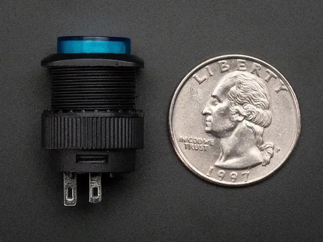 Alt view image 3 of 8 - Adafruit 1477 16mm Illuminated Pushbutton - Blue Momentary