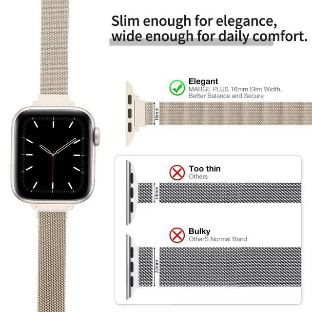 Alt view image 2 of 7 - MARGE PLUS Slim Milanese Magnetic Loop Compatible with Apple Watch Bands