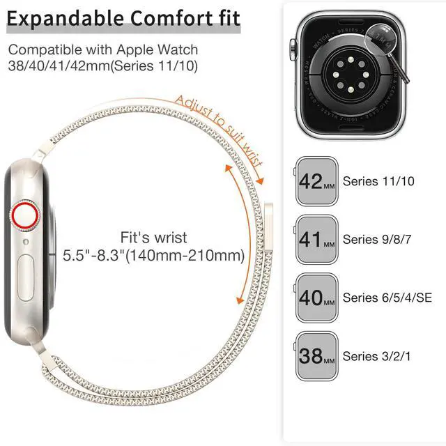 Alt view image 5 of 7 - MARGE PLUS Slim Milanese Magnetic Loop Compatible with Apple Watch Bands