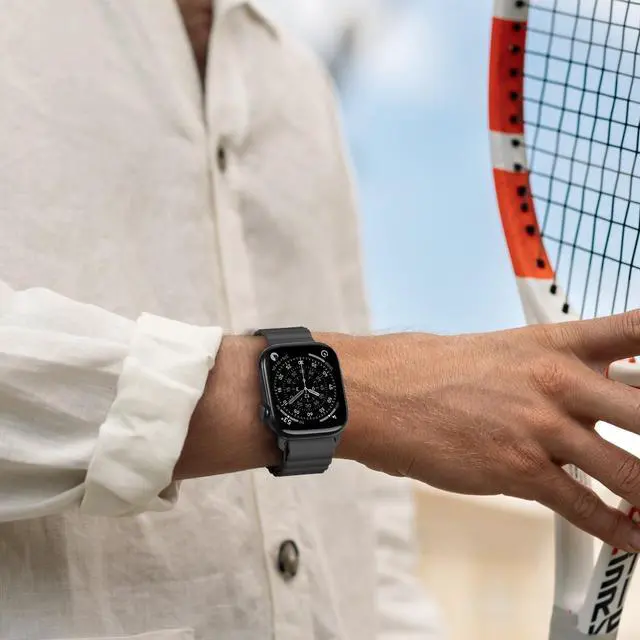 Alt view image 7 of 7 - Magnetic Sport Bands for Apple Watch Band 40mm 38mm 41mm 42mm 44mm 45mm 46mm iWatch bands for Women Men,Silicone Loop Strap Wristband for Apple Watch Series ,Black 44mm 45mm 46mm 49mm 42mm(series 3 2)