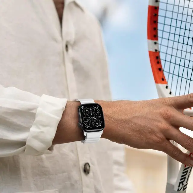 Alt view image 7 of 7 - Magnetic Sport Bands for Apple Watch Band 40mm 38mm 41mm 42mm 44mm 45mm 46mm iWatch bands for Women Men,Silicone Loop Strap Wristband for Apple Watch Series, White 44mm 45mm 46mm 49mm 42mm(series 3 2)