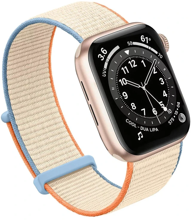 Main image of Bifeiyo Compatible with Apple Watch Bands Women Men 46MM 45MM 44MM 42MM 41MM 40MM 38MM,Nylon Sport Loop Strap for iWatch Series 10 9 8 7 6 5 4 3 2 1 SE Ultra(44/45/46/49/S3-42mm,Cream)