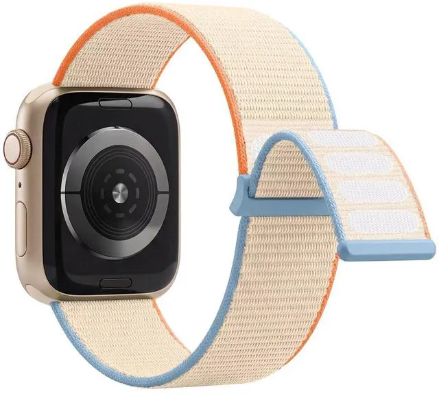 Alt view image 2 of 7 - Bifeiyo Compatible with Apple Watch Bands Women Men 46MM 45MM 44MM 42MM 41MM 40MM 38MM,Nylon Sport Loop Strap for iWatch Series 10 9 8 7 6 5 4 3 2 1 SE Ultra(38/40/41/S10-42mm,Cream)
