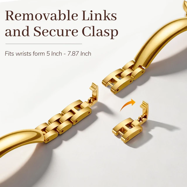 Alt view image 4 of 6 - Slim Gold Bracelet Apple Watch Bands for Women(No Case) 38mm 40mm 41mm 42mm, 0.3 Inch Width Stainless Steel Thin Dressy Metal Band Elegant Luxury Strap,38mm/40mm/41mm/42mm Gold (Series 11 10)