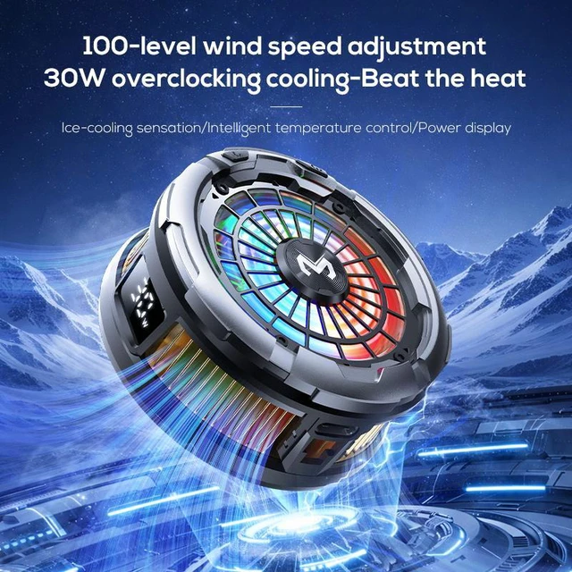 Alt view image 2 of 7 - X26 V Magnetic Cell Phone Cooler for Gaming, Portable Mobile Phone Cooling Fan with RGB Light, Cellphone Radiator for iPhone Magnetic Series/Android/Tablet/iPad (Black)