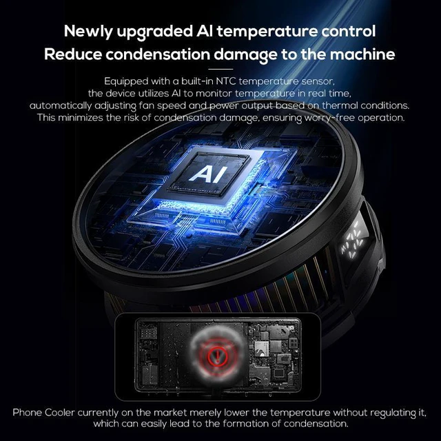 Alt view image 7 of 7 - X26 V Magnetic Cell Phone Cooler for Gaming, Portable Mobile Phone Cooling Fan with RGB Light, Cellphone Radiator for iPhone Magnetic Series/Android/Tablet/iPad (Black)