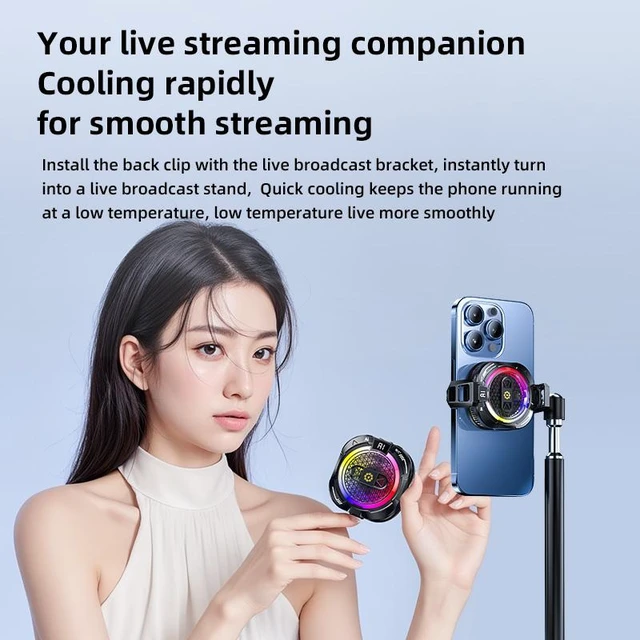 Alt view image 6 of 6 - 2-in-1 Magnetic & Clip-On Phone Cooler Semiconductor-Powered Gaming Cell Phone Cooling Fan Radiator for iPhone/Android/iPad/Tablet Ideal for Gaming, Video Calls, Live Broadcasting,white TH19