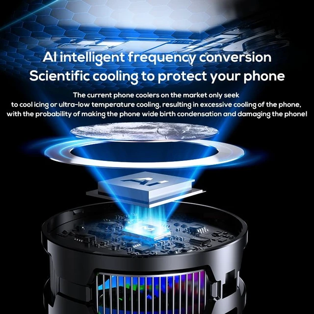 Alt view image 4 of 7 - Phone Cooler Compatible with Most Smartphones RGB Light and 3 Cooling Modes CXX15