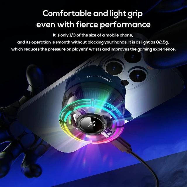 Alt view image 7 of 7 - Phone Cooler Compatible with Most Smartphones RGB Light and 3 Cooling Modes CXX15