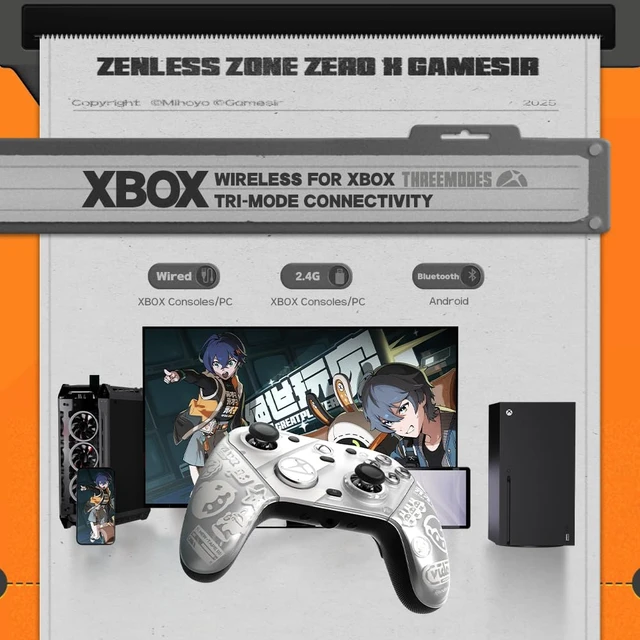 Alt view image 6 of 7 - GameSir G7 Pro Wireless XBOX Controller,TMR Sticks,Windows,Trigger Stops | XBOX Series X|S,Hall Effect Triggers, 4 Remappable Buttons,1000Hz ,PC Controller,Charging Dock,Zenless Zone Zero Edition