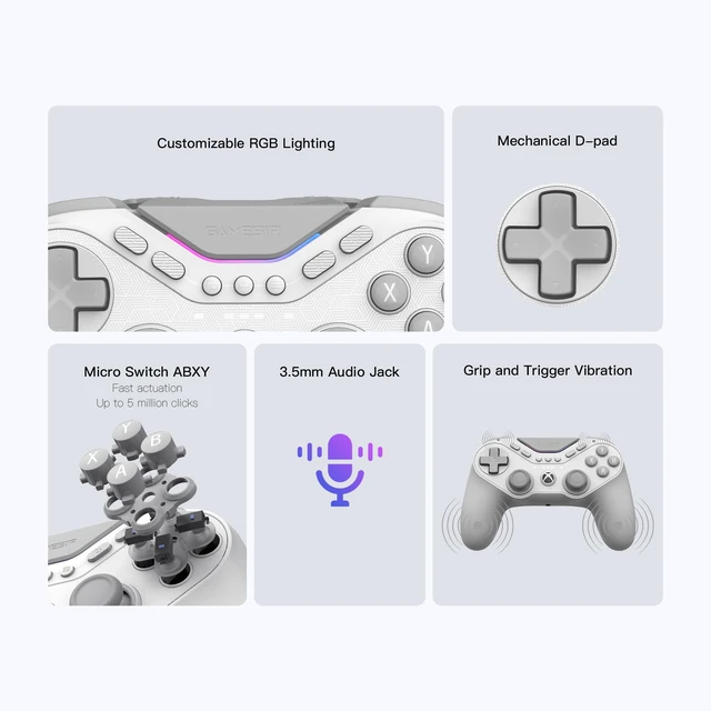 Alt view image 7 of 7 - GameSir-T3 Pro For Xbox, Nine-Tailed Fox XBO Wired Controller for Xbox/PC/Steam | 1000Hz Polling Rate on PC, TMR Sticks, Hall Effect Analog/Micro Switch, 9 Remappable Programmable Buttons, 3.5mm audio