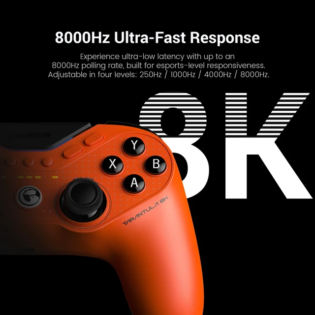 Alt view image 3 of 7 - GameSir Tarantula 8K PC Wired Esports Controller for Windows | 8000hz Polling Rate, Gen-2 TMR Sticks, Hall Effect Triggers, 9 Remappable Macro Buttons, Six-Axis Gyroscope, RGB Lighting