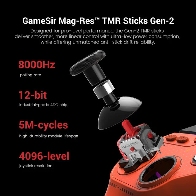 Alt view image 5 of 7 - GameSir Tarantula 8K PC Wired Esports Controller for Windows | 8000hz Polling Rate, Gen-2 TMR Sticks, Hall Effect Triggers, 9 Remappable Macro Buttons, Six-Axis Gyroscope, RGB Lighting