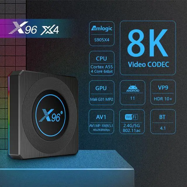 Alt view image 2 of 7 - New X96 X4 Amlogic S905X4 Smart TV Box Android 11.0 4GB 64GB 1000M BT4.1 4K Media Player Set top box 4GB 32GB VS X96 MAX+