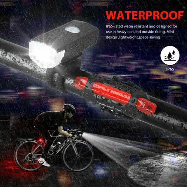 Alt view image 3 of 6 - 2Pcs/Set USB Rechargeable LED Bicycle Headlight Bike Front  Rear Lamp Cycling