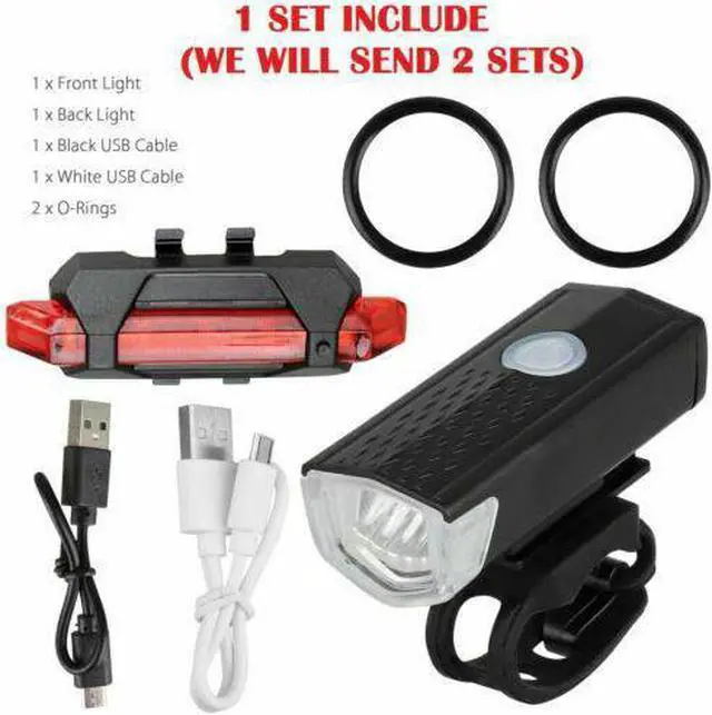 Alt view image 2 of 6 - 2Pcs/Set USB Rechargeable LED Bicycle Headlight Bike Front  Rear Lamp Cycling