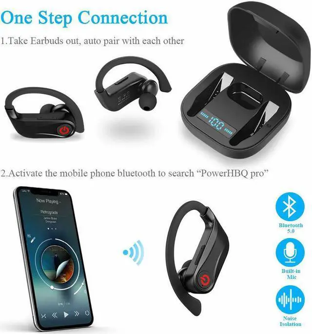 Alt view image 2 of 6 - Bluetooth 5.0 Earbuds for Iphone  Android Wireless Headphones Waterproof