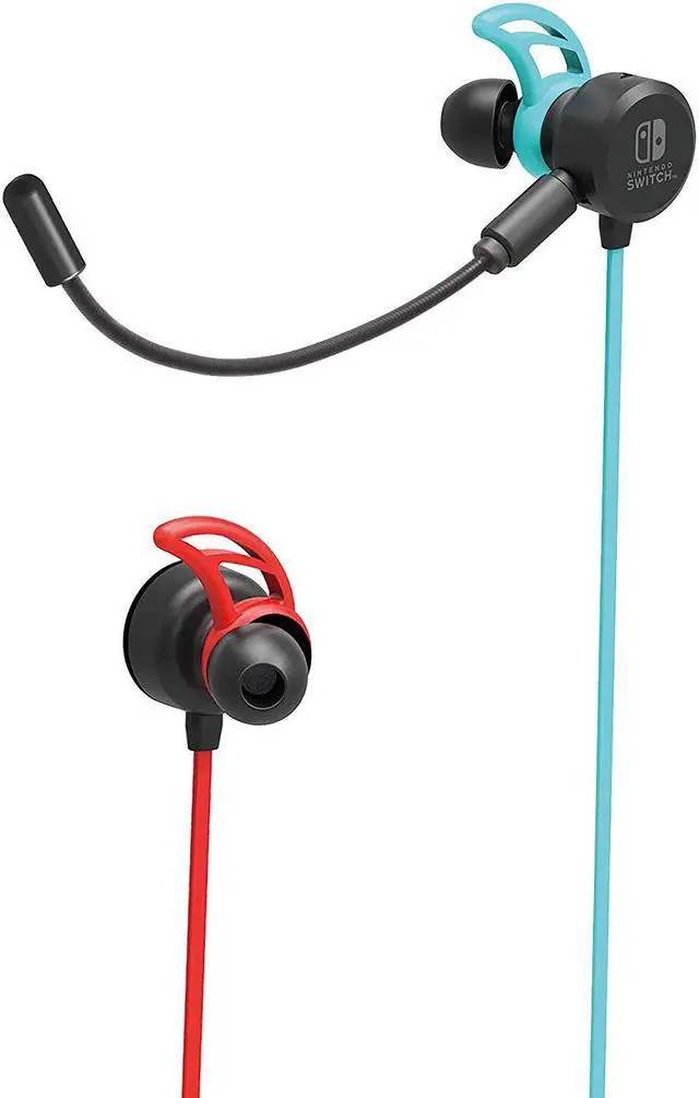 Alt view image 2 of 8 - HORI Nintendo Switch Gaming Earbuds Pro with Mixer - Red/Blue