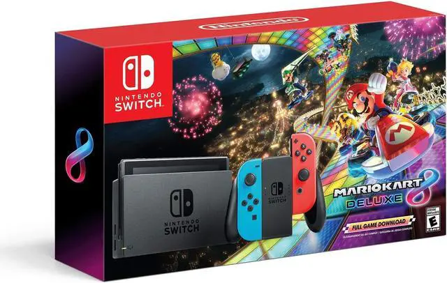 Main image of Nintendo Switch with Mario Kart 8 Deluxe Console Bundle - Neon Blue/Red