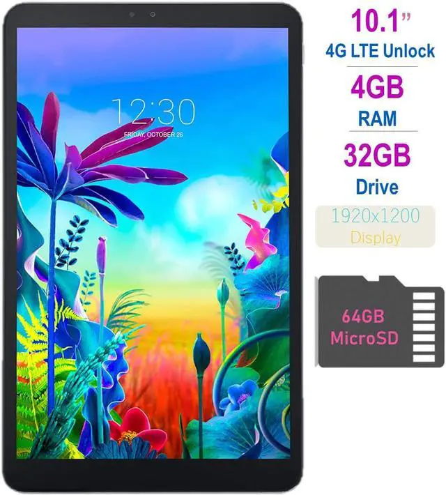 Main image of LG G Pad 5 10.1-inch (1920x1200) 4GB LTE Unlock Tablet, Qualcomm MSM8996 Snapdragon Processor, 4GB RAM, 32GB Storage, Bluetooth, Fingerprint Sensor, Android 9.0 w/Mazery 64GB SD Card