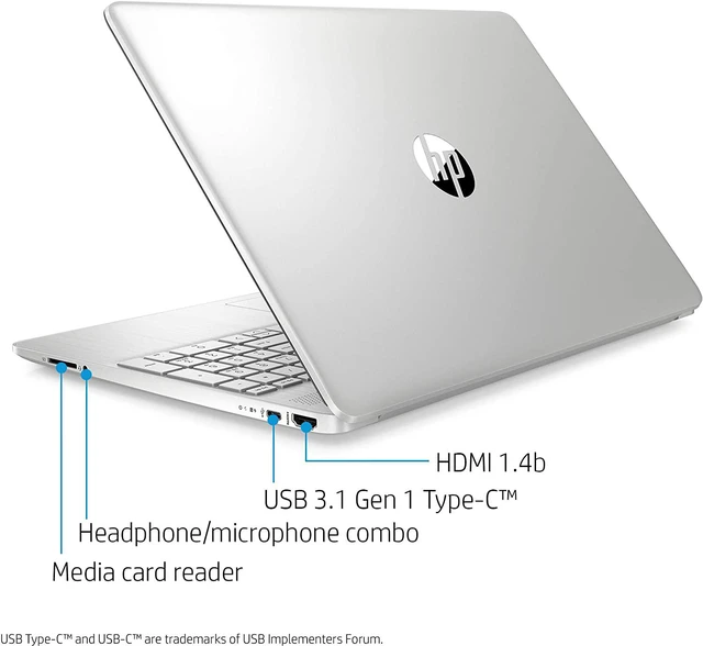 Alt view image 4 of 6 - HP 15.6" HD Intel 10th Gen i3-1005G1 3.4GHz 4GB RAM 128GB SSD Webcam Windows 10 Laptop (1W830UA)
