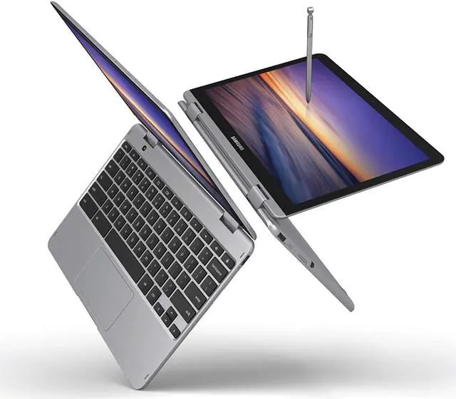 Alt view image 2 of 18 - Samsung - Plus 2-in-1 12.2" Touch-Screen Chromebook - Intel Celeron - 4GB Memory - 64GB eMMC Flash Memory - Light Titan