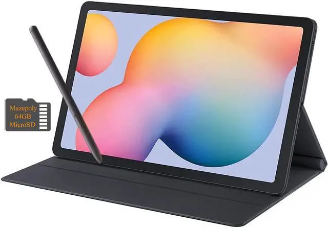 Alt view image 2 of 6 - Samsung Galaxy Tab S6 Lite 10.4'' Touchscreen (2000x1200) WiFi Tablet, Octa Core Exynos 9610 CPU, 4GB RAM, 64GB SSD, Front and Rear Camera, Bluetooth, Android 10 w/S Pen, Cover & Mazepoly 64GB SD