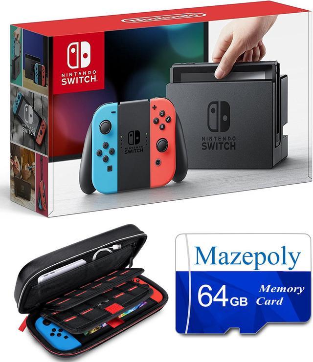 Nintendo Switch 4 items Bundle: Nintendo Switch 32GB Console Neon Red and  Blue Joy-con, 64GB Micro SD Memory Card and an Extra Nintendo Switch Pro