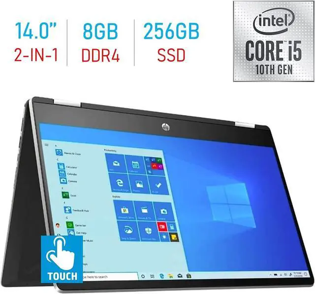 Alt view image 2 of 4 - HP 14-inch 2-in-1 X360 HD Touchscreen Laptop PC, Intel Core i5-1035G1 Processor, 8GB DDR4, 256GB SSD, Backlit Keyboard, Bluetooth, Type-C, B&O Audio, Webcam, Windows 10 Home w/Mazepoly Accessories
